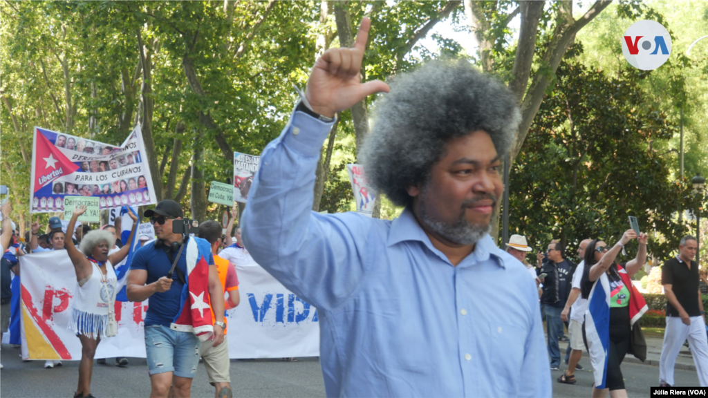 El activista cubano Sayde Chaling-Chong, que se desplazó de Barcelona a Madrid para asistir a la protesta, es uno de los miembros más activos de la diáspora cubana en Barcelona. 