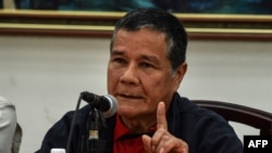 Nicolás Rodríguez Bautista, alias "Gabino", durante una conferencia en La Habana, en mayo de 2017.