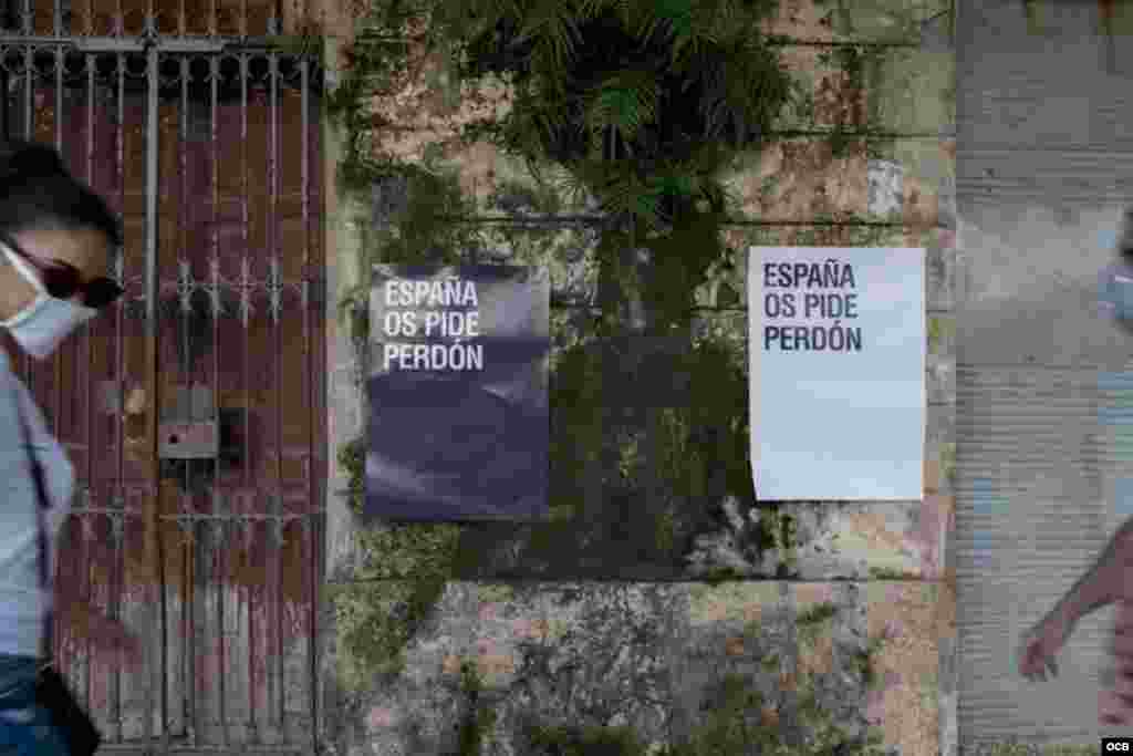 Perdón Español en las calles de La Habana, obra del artista Abel Azcona