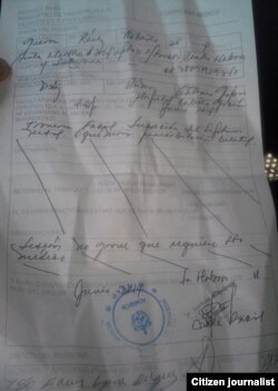 Certificado de lesiones.