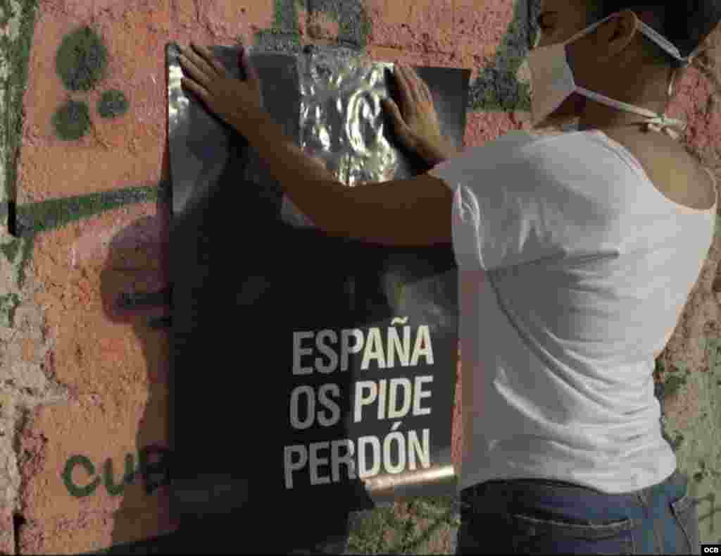 Perdón Español en las calles de La Habana, obra del artista Abel Azcona