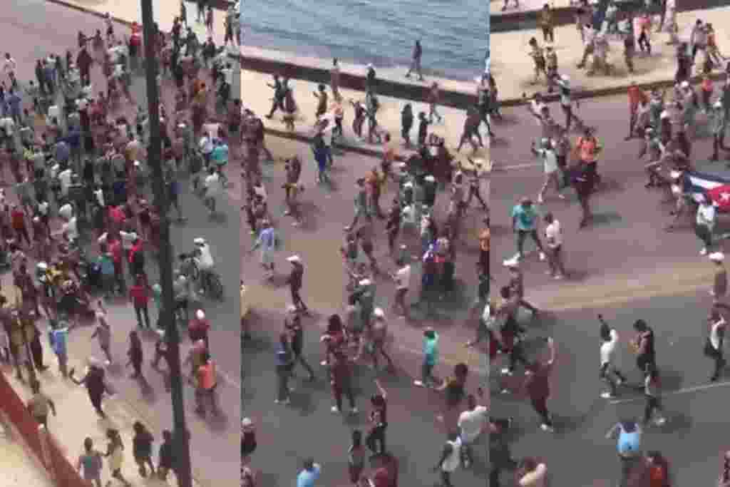 Protesta en el Malencón, La Habana, al grito de "Libertad"