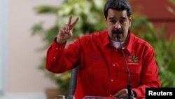 El gobernante venezolano, Nicolás Maduro, en el Foro de Sao Paulo, en Caracas.